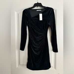 NWT Abercrombie & Fitch velvet long sleeve dress - black, size medium petite